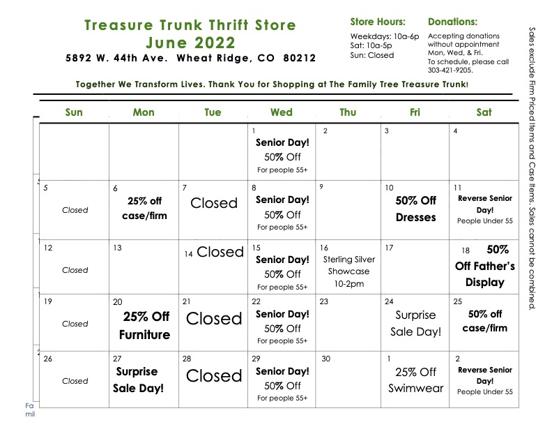 June Sales Calendar